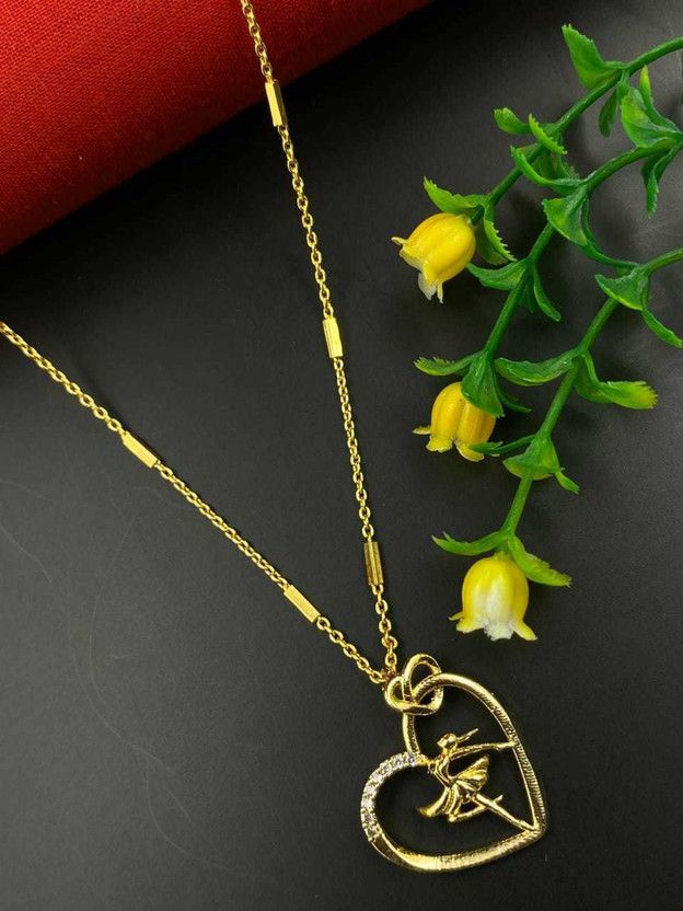 Gold Plated Heart Shape Pendant Chain for girls and womens Gold-plated Agate Alloy Pendant Set