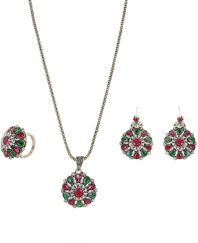 Alloy Green, Maroon Jewel Set  (Pack of 1)