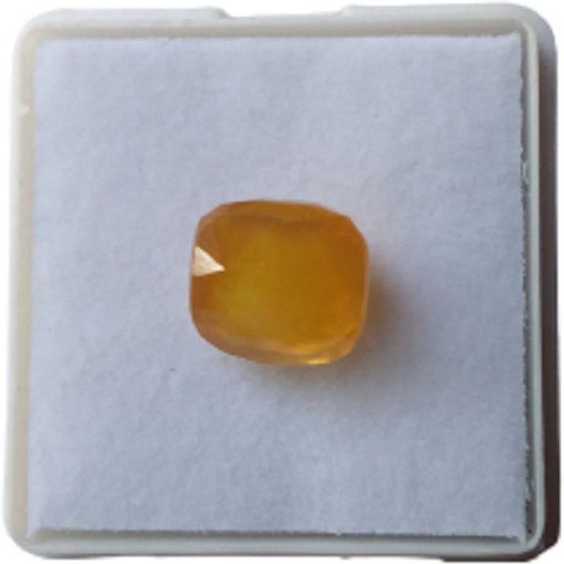 7.25 Ratti Yellow Sapphire (Pukhraj ) Cushion Natural Stone Cirtified Sapphire Stone