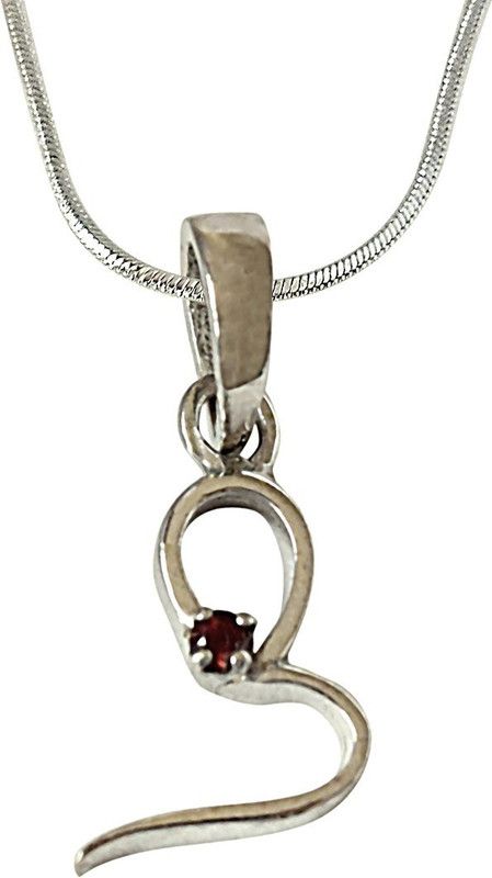 Delicate Delight - Delicate Round Red Garnet 925 Sterling-Silver Pendant for Girls Rhodium Garnet Sterling Silver Pendant