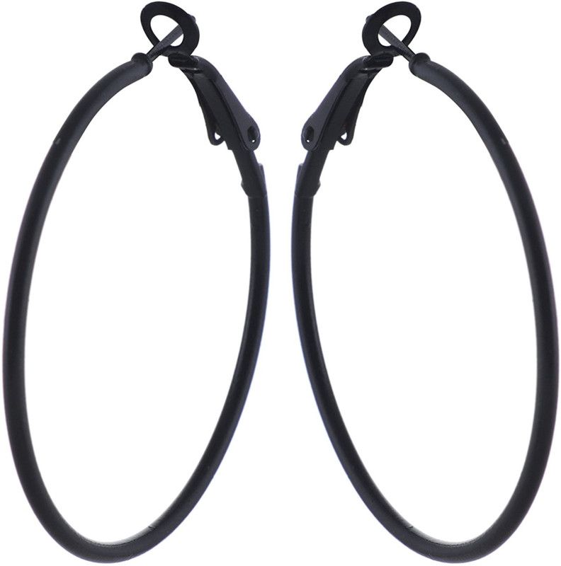 Stylish Hoop Black Colour Metal Earring Set