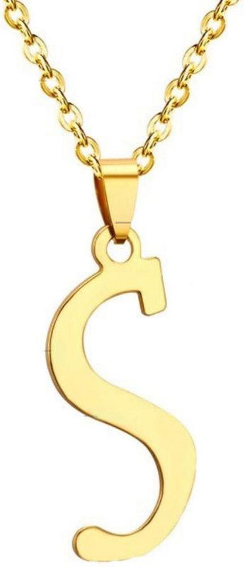 Stylish 'S' Initial Alphabet Letter Unisex Pendant Gold-plated Stainless Steel Pendant