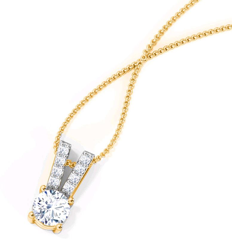 925 Sterling Silver Gold Rhodium Solitaire Pendant for Girls & Women Rhodium Cubic Zirconia Sterling Silver Pendant