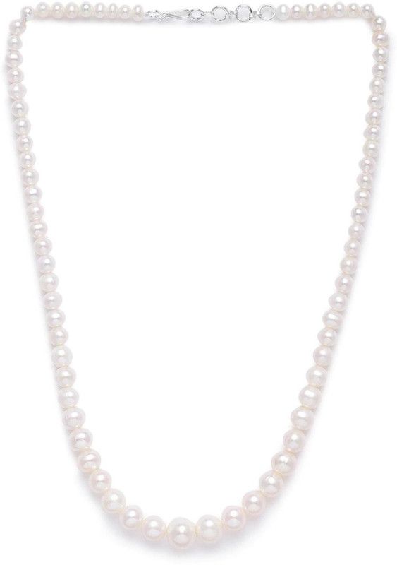 Fresh Water Natural White Round Pearls 4-9 mm AAA+ Quality Pearl Alloy Necklace