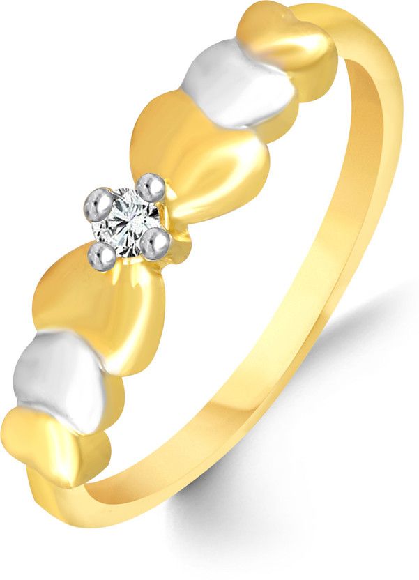 Center Diamond Bonded Heart Alloy, Brass Cubic Zirconia Gold Plated Ring