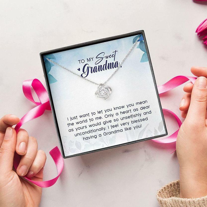 Grandmother Necklace, Necklace For Grandma â€“ Sweet Grandma Gift Grandma Gift Zircon Silver Pendant Set