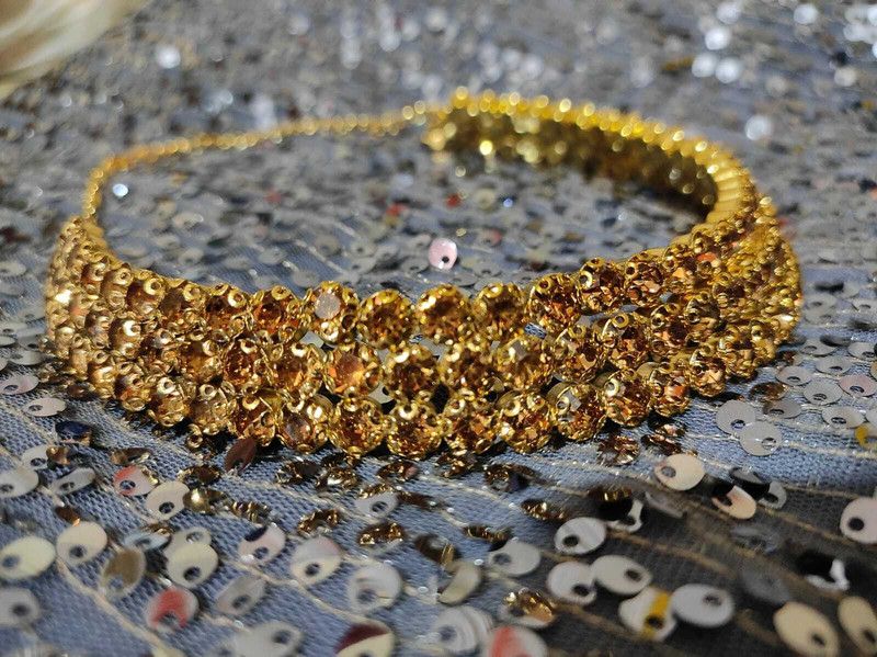 Bridal Wedding Crystal Diamond Choker Rhinestone Cubic Zirconia Gold Cubic Zirconia Gold-plated Plated Crystal Choker
