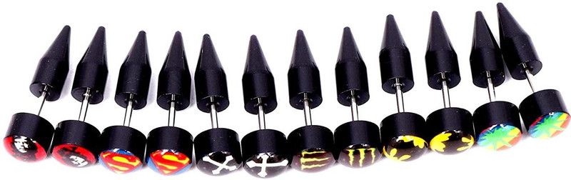 Mens Multicolor Piercing Screw Bali Spike Stud Combo Earing Pierced Plastic Stud Earring