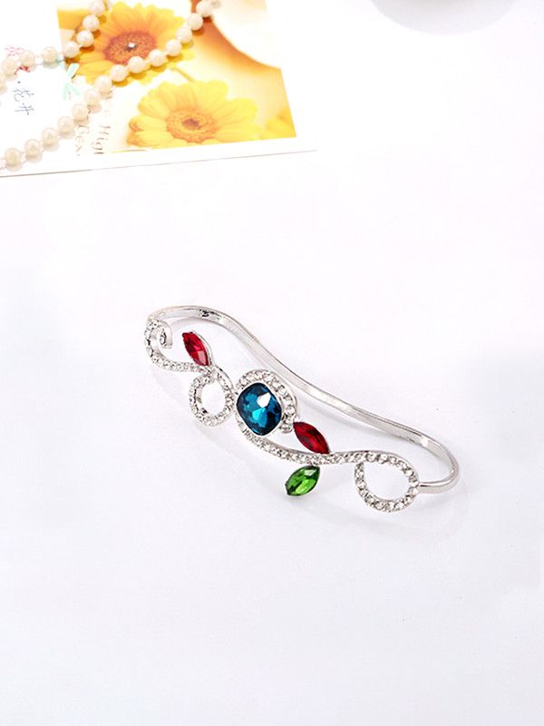 Palm Cuff for women Latest Fashion Crystal Hand Cuff Palm Bracelet Metal Crystal Silver Plated Ring