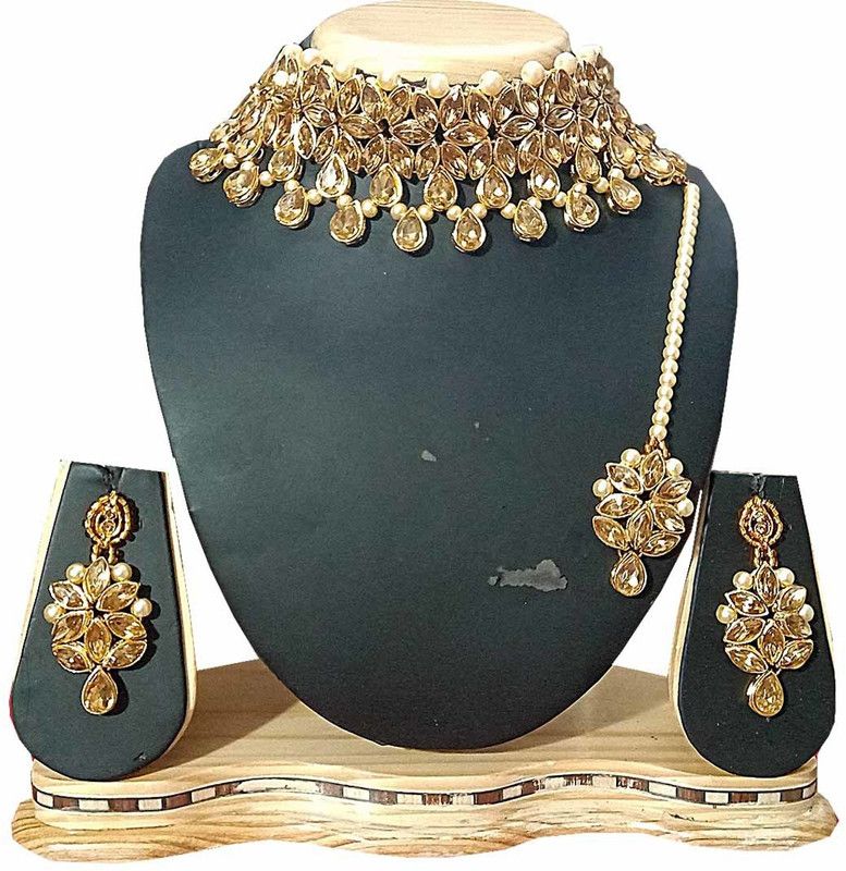 Mother of Pearl, Alloy White, White Jewel Set  (Pack of 1)
