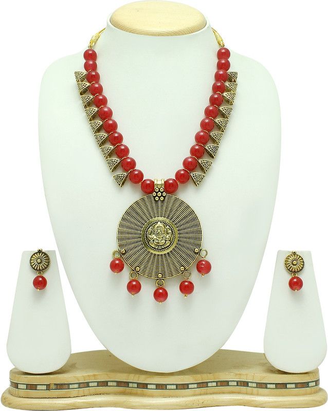Brass, Alloy Gold-plated Red, Gold Jewel Set  (Pack of 1)