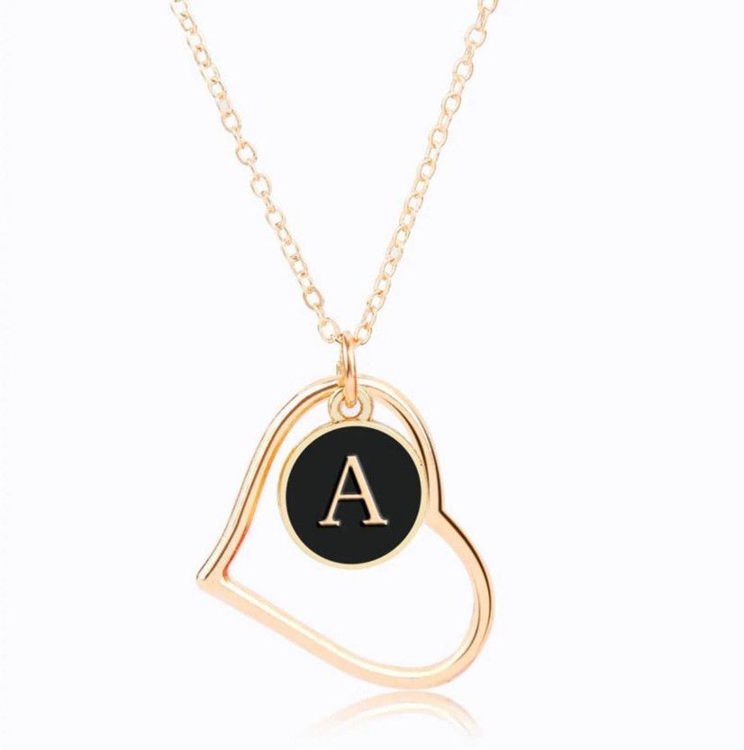 Love Shaped A Letter Pendant For Women & Girls Gold-plated Stainless Steel Pendant