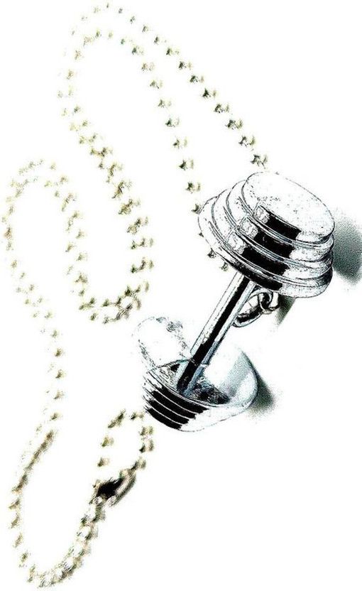 Dumbbell Locket Gym Pendant Necklace for Boys & Mens Weightlifting Fitness DN601 Stainless Steel Pendant Set