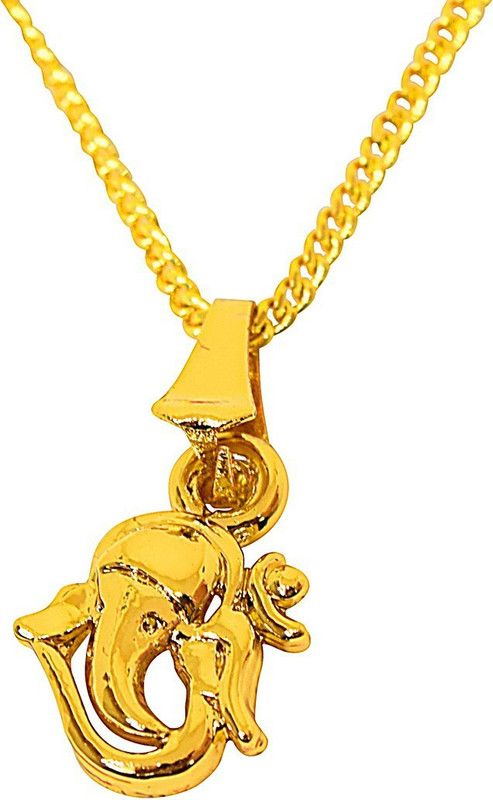 Gold Plated Lord Ganesh Religious Pendant for Women with Chain Gold-plated Metal Pendant
