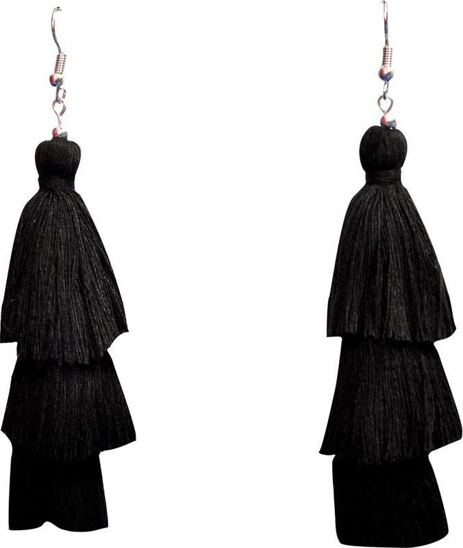 BLACK TRENDY TASSEL Metal Tassel Earring