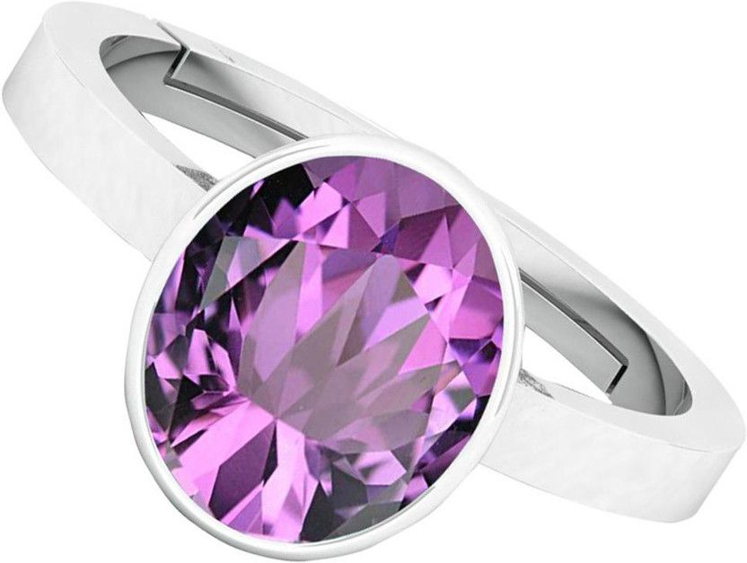 5.25 Ratti / 4.72 CT. Amethyst Katela Silver Plated Adjustable Ring Metal Amethyst Rhodium Plated Ring