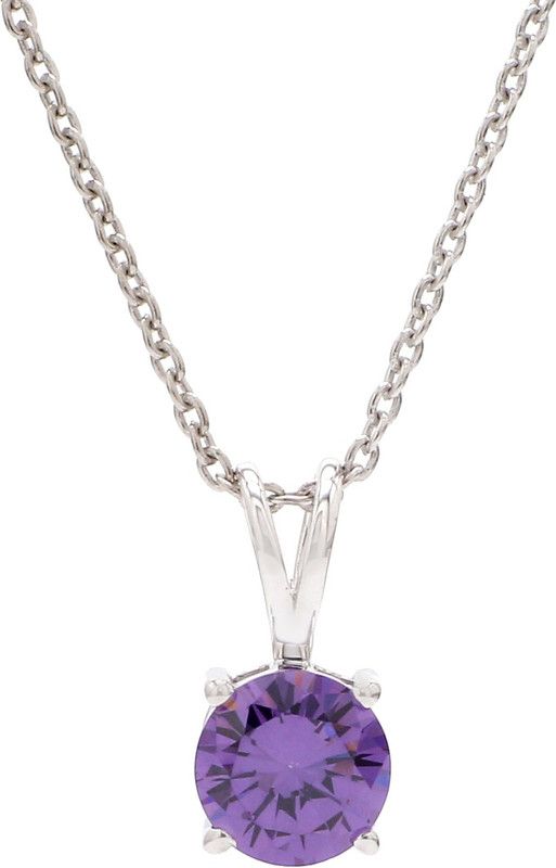 Daily wear 2 Carat Solitaire Purple Amethyst Pure Silver Necklace Amethyst Rhodium Plated Sterling Silver Necklace
