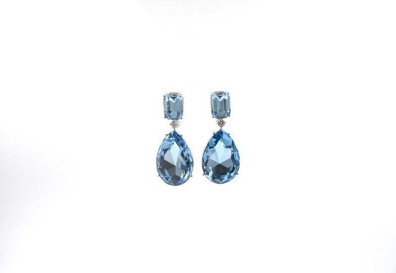LJS060AQUA Swarovski Crystal Metal Drops & Danglers