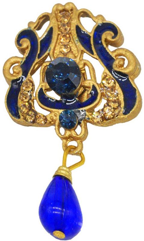 Sullery Designer Wedding And Partywear Swarovski Crystal Saress And Sherwani Suit Label Pin Brooch  (Gold, Blue, Yellow)