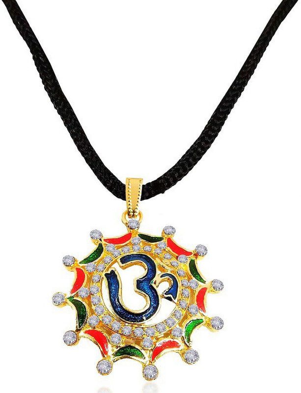 Umbrella Design Om Chand Symbol Shiva Mahadev Locket Pendant Necklace With Dori Stainless Steel
