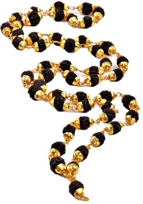 Golden cap rudraksha mala for men and women Brass Necklace