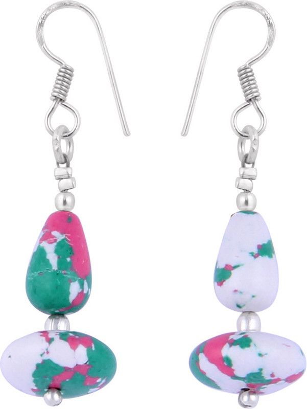 2.5 Inch Dyed Howlite Roundel and Drop Shaped Alloy Drops & Danglers