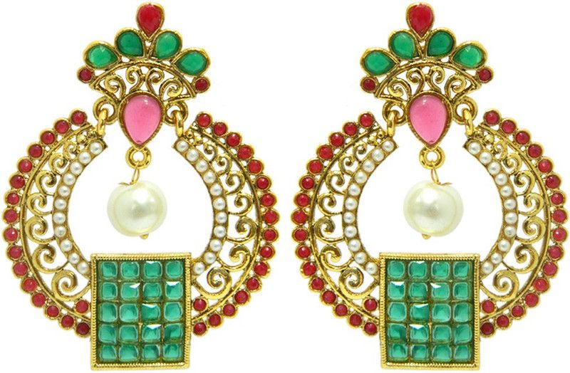 Invisible Setting Brass Chandbali Earring