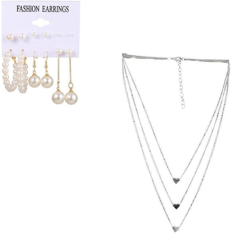 Alloy Jewel Set  (Silver, White)