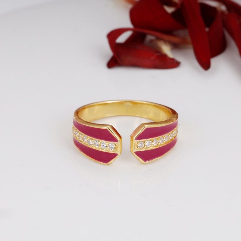 Sterling Silver Zircon Gold Plated Ring