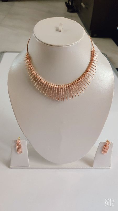 Brass Rose Gold, White Jewel Set  (Pack of 1)