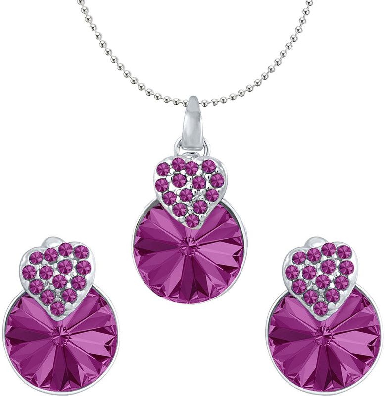 Alloy Rhodium Purple, Silver Jewel Set  (Pack of 1)