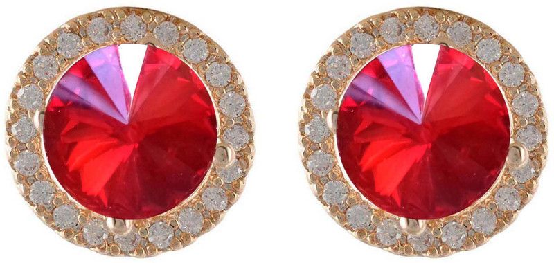 Gorgeous Red Colour Floral Design Stud Earrings Alloy Stud Earring
