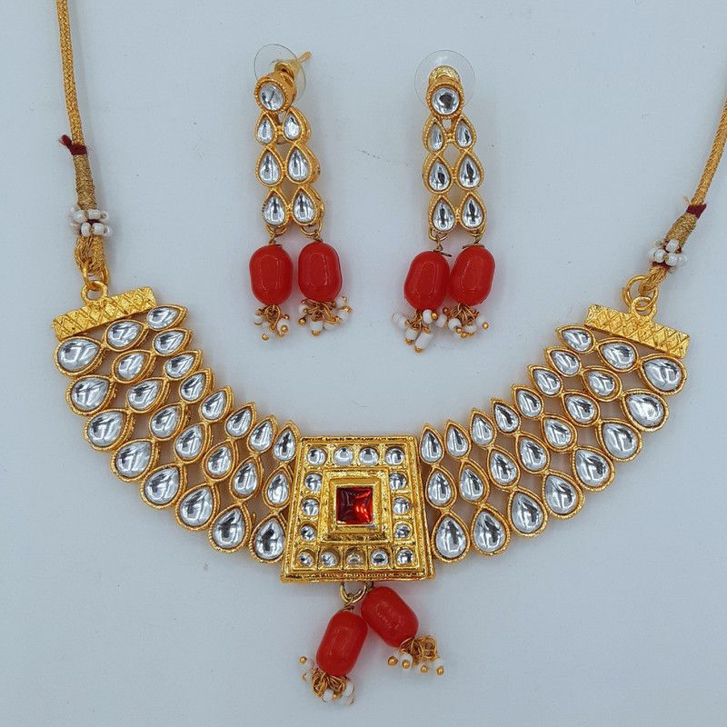 Brass Brass Green, Red, Gold Jewel Set  (Pack of 1)