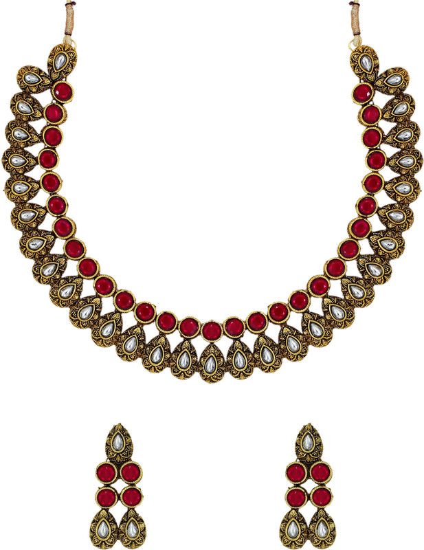 Zinc Gold-plated Pink, Gold Jewel Set  (Pack of 1)