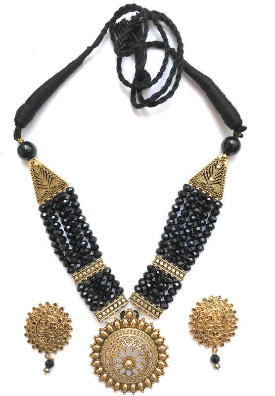 Metal, Crystal Black, Gold Jewel Set  (Pack of 1)
