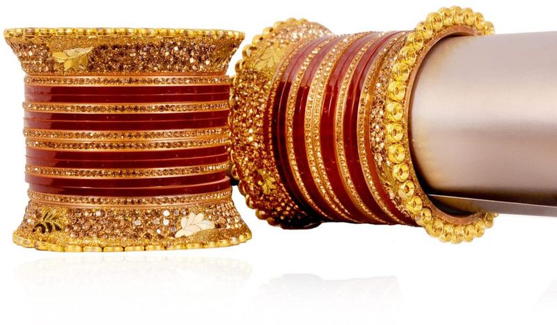 Plastic Crystal Enamel Bangle  (Pack of 2)
