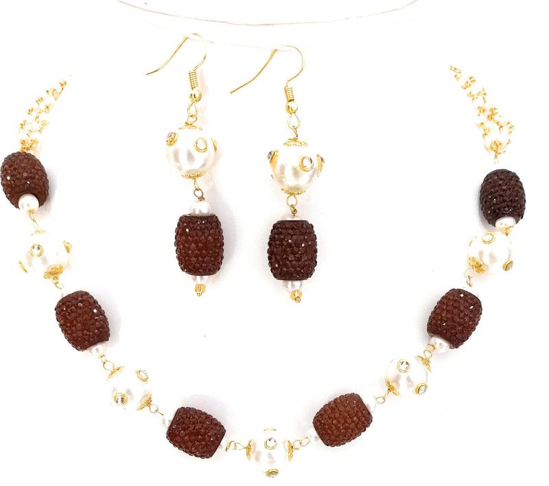Metal Brown Jewel Set  (Pack of 1)