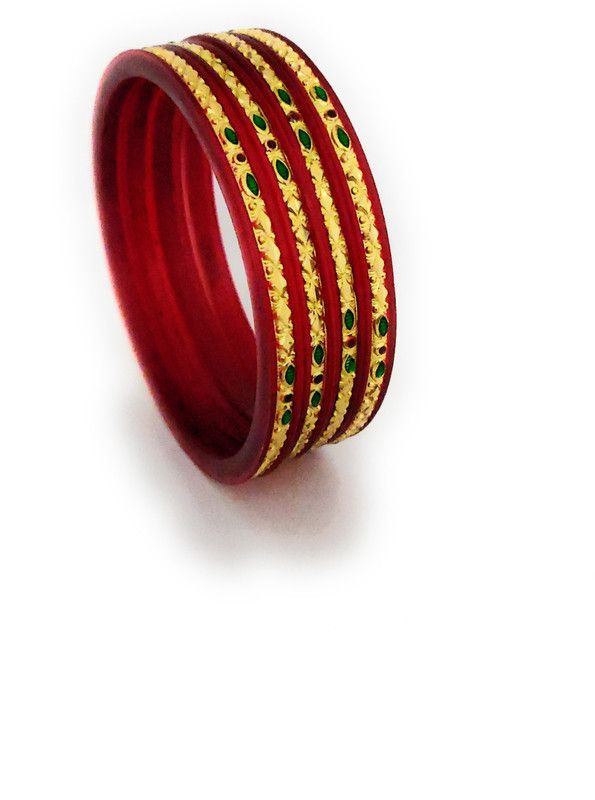 Brass, Metal, Plastic Gold-plated Bangle Set  (Pack of 4)