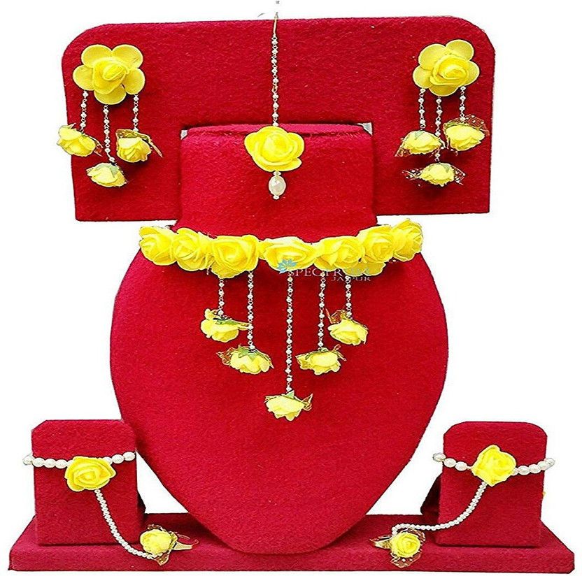 Plastic Yellow Jewel Set  (Pack of 1)