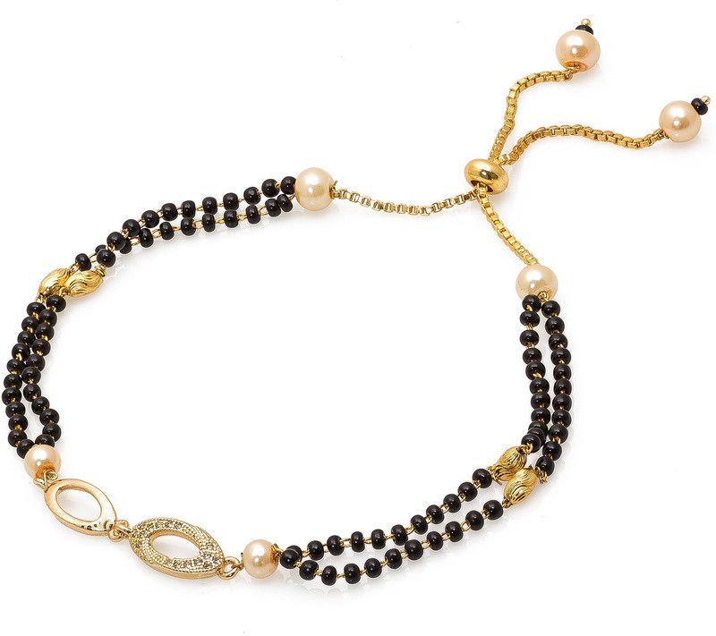 Alloy Beads, Pearl Gold-plated Charm Bracelet