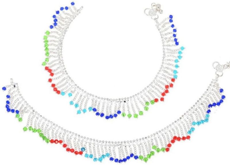 AANYACRYSTAL Nakaa Jhaler multi colour Alloy Anklet  (Pack of 2)