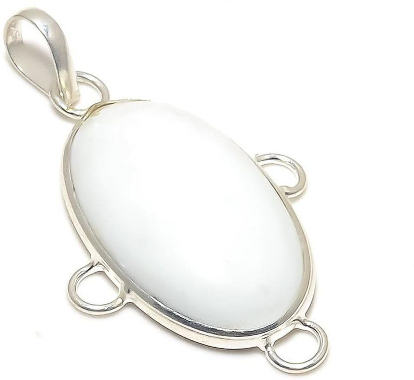 White Coral Gemstone Handmade Ethnic Style Silver Plated Jewelry Pendant 1.69" Coral Metal Pendant