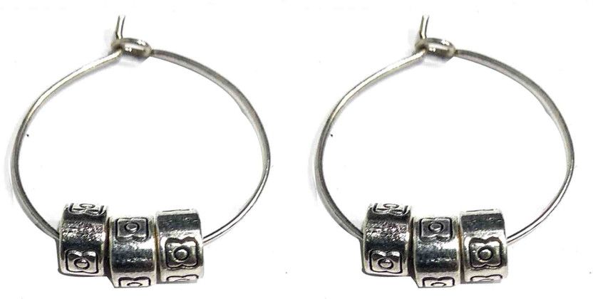 hoop earing with Oxidised Beads Brass Hoop Earring