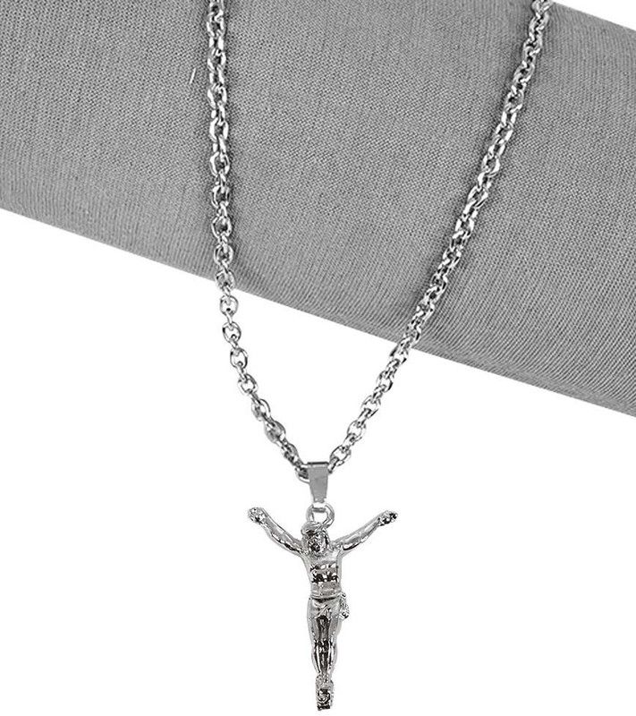 Silver Lord Holy Jesus Christian Christ Cross Isa Masih Pendant Locket Necklace Stainless Steel Pendant