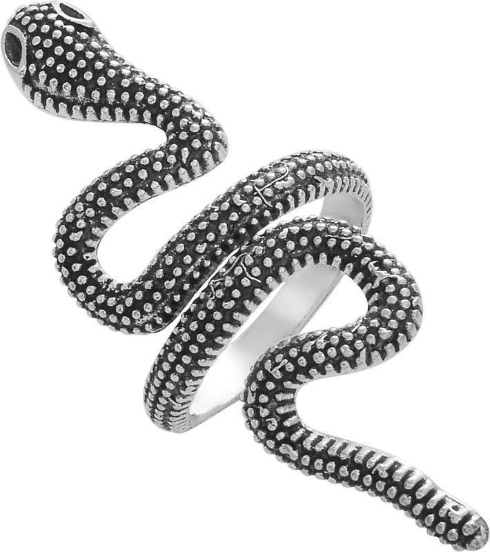 Oxidized Silver Plated Retro Vintage Snake Ring Adjustable Animal Jewelry Brass Silver Plated Ring