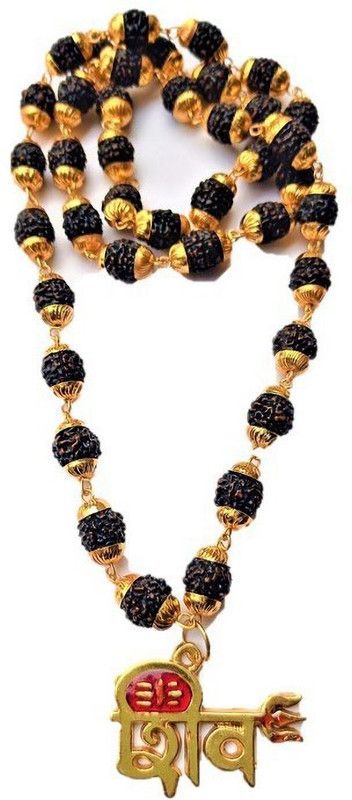 Natural Rudraksh mala 108 beads With locket for man , woman And boys Gold-plated Plated Brass Chain Set