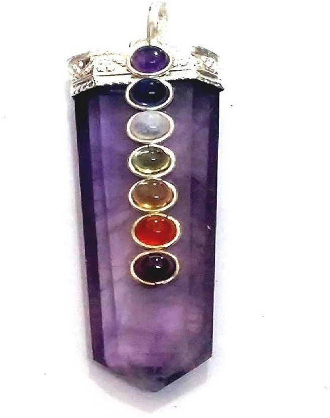 AMETHYST 7 CHAKRA FLAT PENDANT Crystal Crystal Pendant