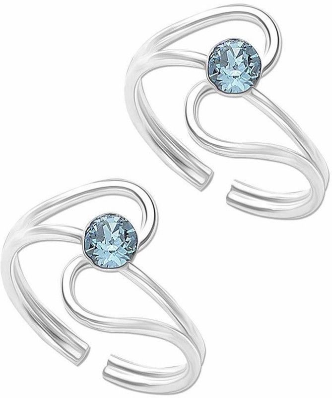 Silver Style Sterling Silver Jewellery Blue Stone Fancy Design Toe-Ring for Women By ACPL Silver Toe Anklet