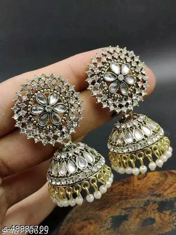 Jhumka Earring Girls Womens New Collection Jhumka Earring Cubic Zirconia Alloy Stud Earring, Earring Set, Jhumki Earring