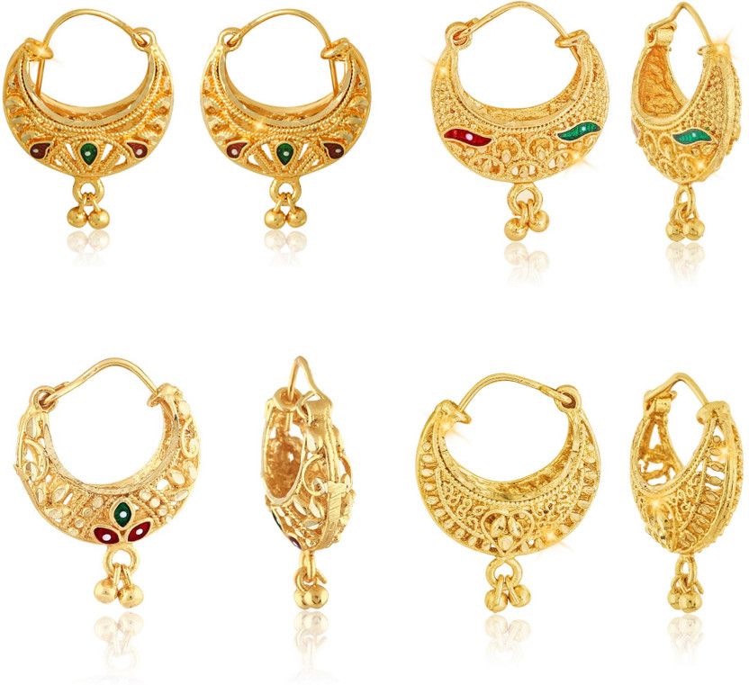 Mini Shimmering Beautiful Clip on Bucket,basket Bali Combo For Women & Girls Alloy Clip-on Earring, Chandbali Earring